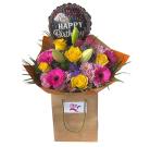Vibrant Hand-Tied Flower Bouquet with Balloon