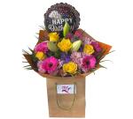 Vibrant Hand-Tied Flower Bouquet with Balloon