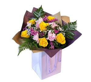 Vibrant Yellow Rose and Mixed Flower Bouquet
