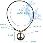 Retro Leather Peace Symbol Necklace for Hippies