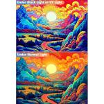 Vibrant Blacklight Mountain Tapestry for Retro Vibes