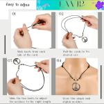 Retro Leather Peace Symbol Necklace for Hippies