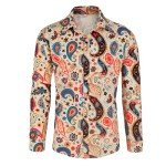 Men's Retro 70s Disco Paisley Button-Up Shirt