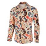 Men's Retro 70s Disco Paisley Button-Up Shirt