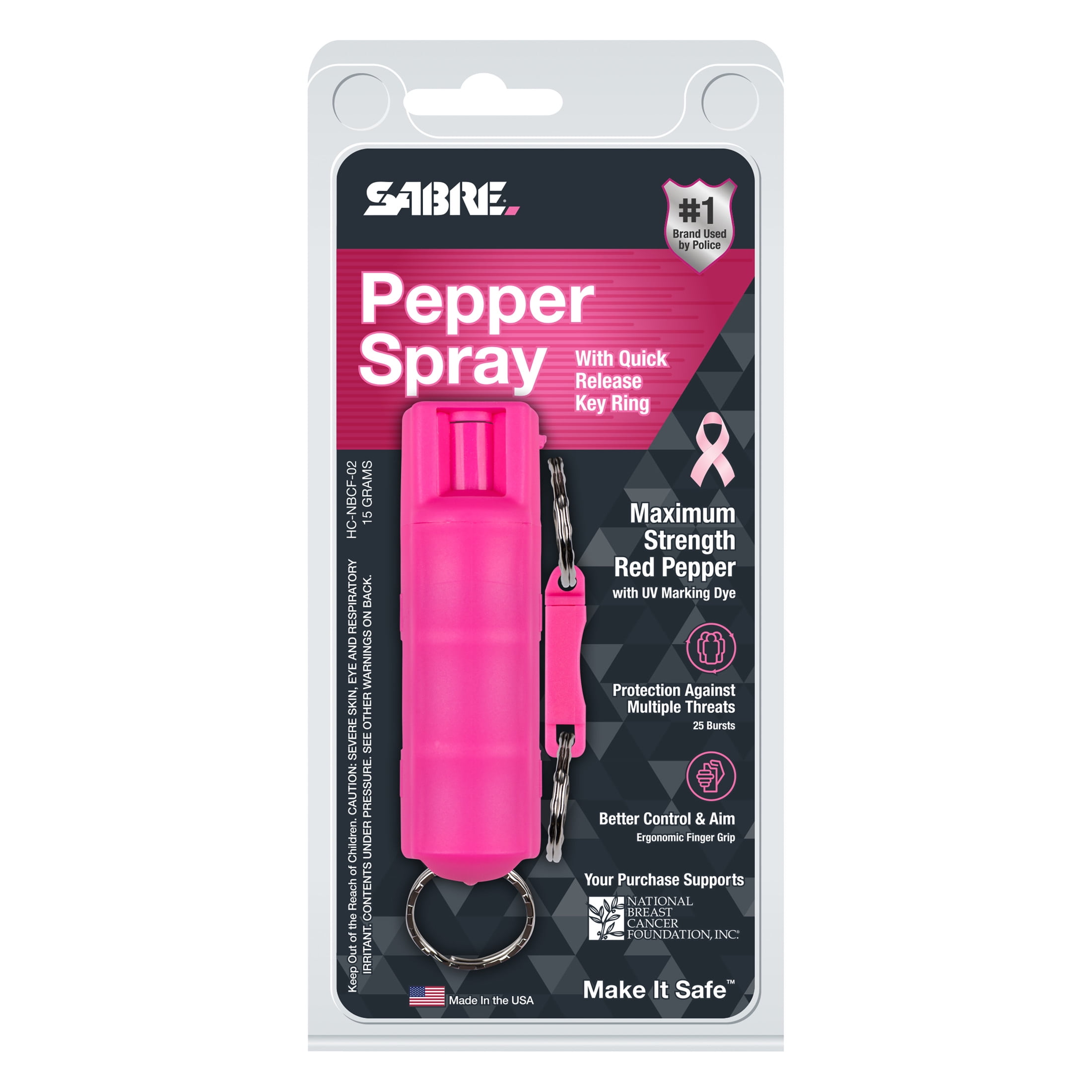 SABRE Pink Pepper Spray - Support Breast Cancer Awareness