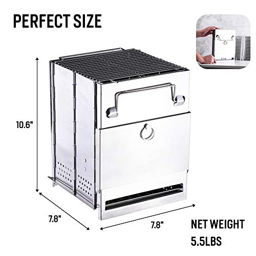 Wood Burning Camp Stove, Foldable Grill (Aluminum 1)
