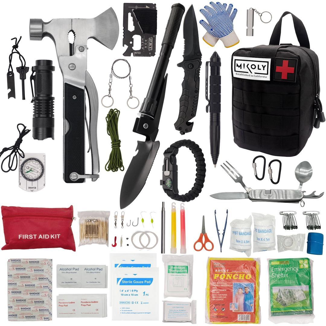 MIKOLY 142-Piece Emergency Survival and First Aid Kit
