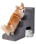 Gray 5-Step Dog Stairs for High Beds