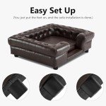 MCombo Faux Leather Dog Couch with Stairs
