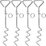 4-Pack 16" Metal Dog Tie-Out Spiral Stakes