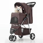 Foldable Dog Stroller with Weather Cover and Storage
