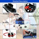 Blue Portable Pet Stroller with Cup Holder