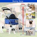 Blue Portable Pet Stroller with Cup Holder