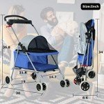 Blue Portable Pet Stroller with Cup Holder