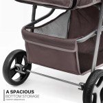 Foldable Dog Stroller with Weather Cover and Storage