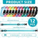 12 Pack Adjustable Nylon Dog Collars - Mixed Colors