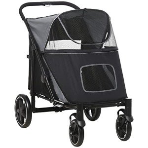 Foldable Dog Stroller for All Sizes - Gray