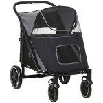 Foldable Dog Stroller for All Sizes - Gray