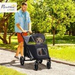 Foldable Dog Stroller for All Sizes - Gray