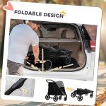 Foldable Dog Stroller for All Sizes - Gray