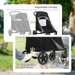 Foldable Dog Stroller for All Sizes - Gray