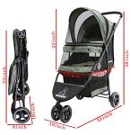 ROODO Lightweight 3-Wheel Pet Stroller for Dogs