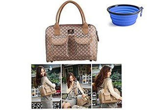 Stylish Dog Carrier Bag with Collapsible Bowl