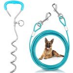 Dog Tie Out Cable and Stake for Medium Dogs