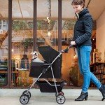 BestPet Folding Pet Stroller for Dogs and Cats