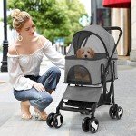 Premium 3-in-1 Dog and Cat Stroller - Grey
