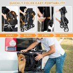 Foldable Pet Stroller with Storage & Cup Holder