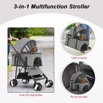 Premium 3-in-1 Dog and Cat Stroller - Grey