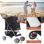 BestPet Folding Pet Stroller for Dogs and Cats