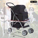 BestPet Folding Pet Stroller for Dogs and Cats