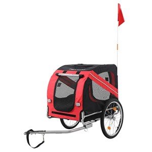 Dog Bike Trailer - Folding Pet Carrier Red