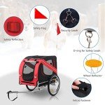 Dog Bike Trailer - Folding Pet Carrier Red