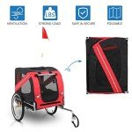Dog Bike Trailer - Folding Pet Carrier Red