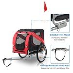 Dog Bike Trailer - Folding Pet Carrier Red