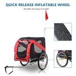 Dog Bike Trailer - Folding Pet Carrier Red