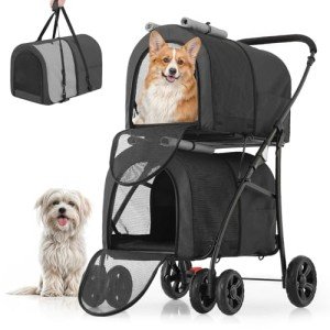 MoNiBloom Double Dog Stroller with Detachable Bags
