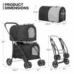MoNiBloom Double Dog Stroller with Detachable Bags