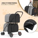 MoNiBloom Double Dog Stroller with Detachable Bags