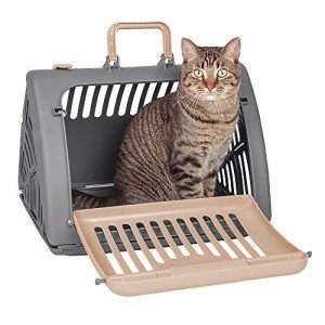 Foldable Travel Cat Carrier - Gray and Tan