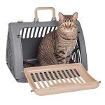 Foldable Travel Cat Carrier - Gray and Tan