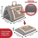Foldable Travel Cat Carrier - Gray and Tan