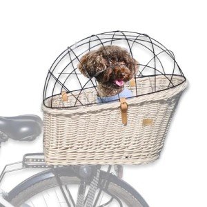 Natural Wicker Dog Bike Basket with Soft Cushion