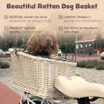 Natural Wicker Dog Bike Basket with Soft Cushion