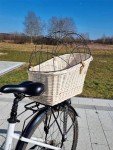 Natural Wicker Dog Bike Basket with Soft Cushion
