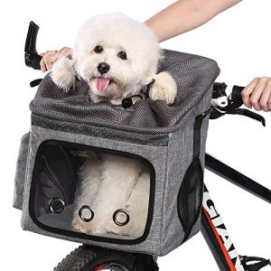 Foldable Dog Bike Basket with Mesh Windows