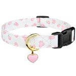Cute Cotton Love Heart Dog Collar in Pink & White